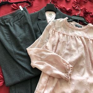 Black & White Suit / Pink Blouse